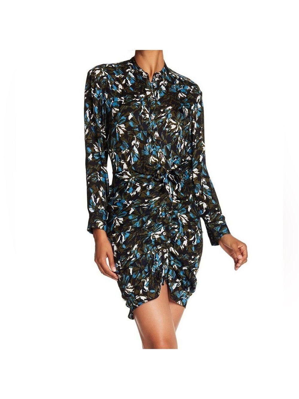 Veronica Beard Georgina Silk Shirt Dress Asymmetrical Button Down 4